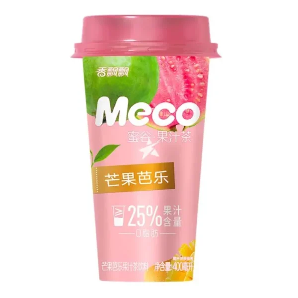CHÁ PRETO SABOR GOIABA COM MANGA 400ML - MECO 香飘飘果汁茶芒果芭乐味 COD:6938888882354