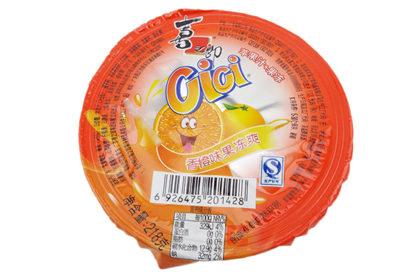 GELATINA DE COPO CICI SABOR LARANJA COM PEDAÇOS DE COCO 218G – XIZHILANG 喜之郎果冻爽香橙味