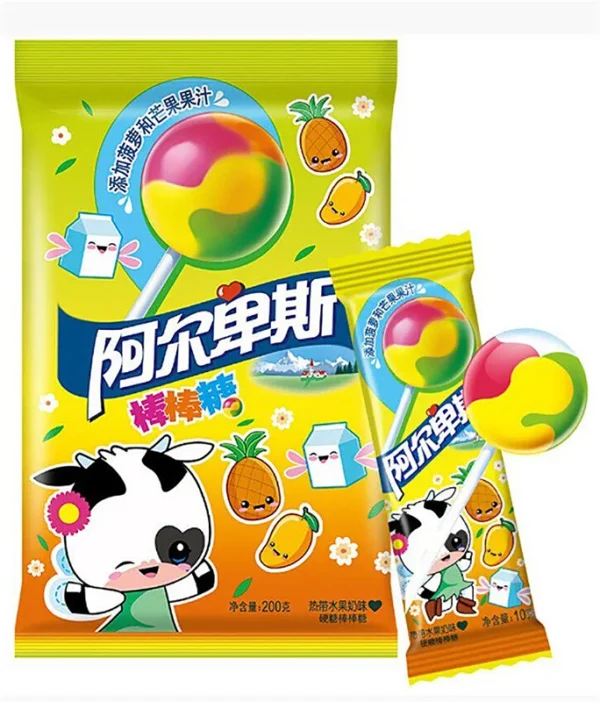 PIRULITO ALPINO AO LEITE SABOR FRUTAS 200G (20 UNIDADES X 10G) 阿尔卑斯棒棒糖经典水果味