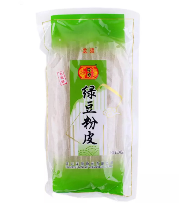 MACARRÃO DE FEIJÃO VERDE LARGO 300G - LONGXU 绿豆粉皮 COD:6942848800524