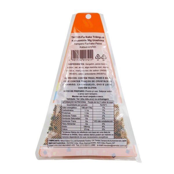 FURIKAKE TRIÂNGULO TEMPERO PARA ARROZ SABOR PEIXE KATSUO E MIRIN 30G – URASHIMA COD:4901174017411 - Image 2