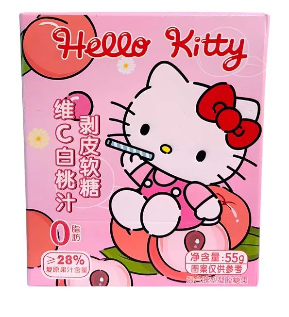 BALA DE GOMA SABOR PESSÊGO 55G - HELLO KITTY  COD:6977326490003