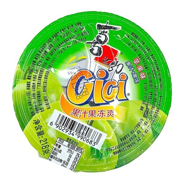 GELATINA DE COPO CICI SABOR MAÇA VERDE COM PEDAÇOS DE COCO 218G - XIZHILANG 喜之郎 苹果果冻爽 COD:6902934990683