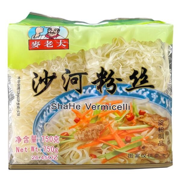 MACARRÃO DE ARROZ SHAHE 750G MAILAODA - 麦老大 沙河粉丝 COD:6924138000258