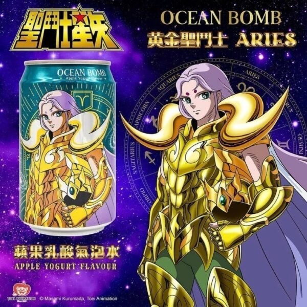 REFRIGERANTE SABOR CALPIS SODA MÃÇA 330ML CAVALEIROS DOS ZODÍACOS (MU DE ÁRIES) - OCEAN BOMB COD:4712966543427 - Image 2
