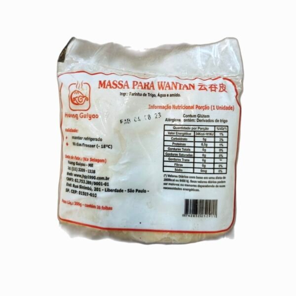 MASSA PARA WANTAN 200G CONTÉM 20 FOLHAS - HUANG GUIYAO 云吞皮 COD:0742832252911