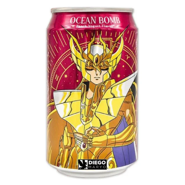 REFRIGERANTE SABOR CALPIS SODA PÊSSEGO 330ML - CAVALEIROS DOS ZODÍACOS, SHAKA DE VIRGEM - OCEAN BOMB COD:4712966543434