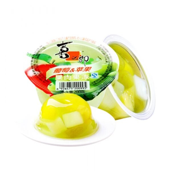 GELATINA SABOR UVA E MAÇÃ COM PEDAÇOS DE FRUTA 200G - XIZHILANG 喜之郎果肉果冻葡萄苹果味 COD:6926475200995 - Image 3