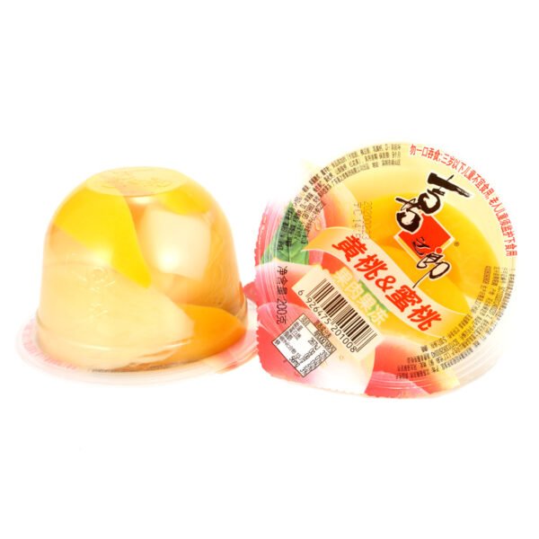 GELATINA DE PÊSSEGO AMARELO COM PEDAÇOS DE FRUTA 200G - XIZHILANG 喜之郎果肉果冻黄桃蜜桃味 COD:6926475201008 - Image 2