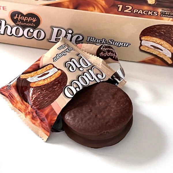 CHOCOPIE - BOLINHO DE CHOCOLATE SABOR AÇÚCAR MASCAVO E LEITE 336G - 12PCT - 韩国巧克力派-牛奶和乐天茶 COD:845502021128 - Image 3