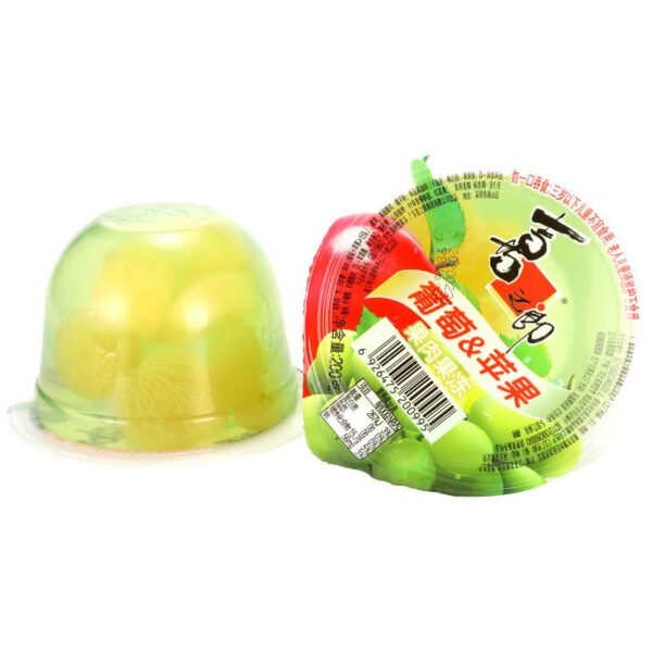 GELATINA SABOR UVA E MAÇÃ COM PEDAÇOS DE FRUTA 200G - XIZHILANG 喜之郎果肉果冻葡萄苹果味 COD:6926475200995 - Image 2