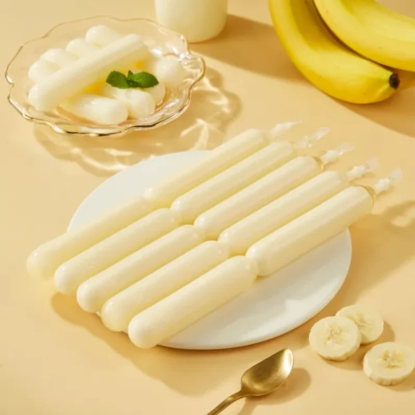 GELADINHO DE GELATINA SABOR  BANANA AO LEITE 680G - JIN JIN 益生菌香蕉牛奶棒 COD:4710298230121 - Image 2