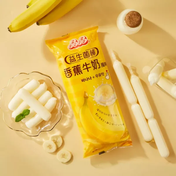 GELADINHO DE GELATINA SABOR  BANANA AO LEITE 680G - JIN JIN 益生菌香蕉牛奶棒 COD:4710298230121 - Image 3