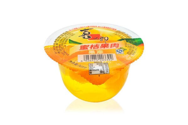 GELATINA DE TANGERINA COM PEDAÇOS DE FRUTA 200G - XIZHILANG 喜之郎密桔果肉 COD:6926475203392