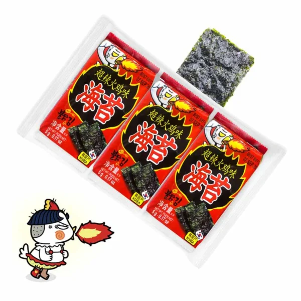 SNACK DE ALGA MARINHA TEMPERADA PICANTE (TIPO BULDAK) 15G (5G X 3 PACOTE) COD:087703056503 - Image 2