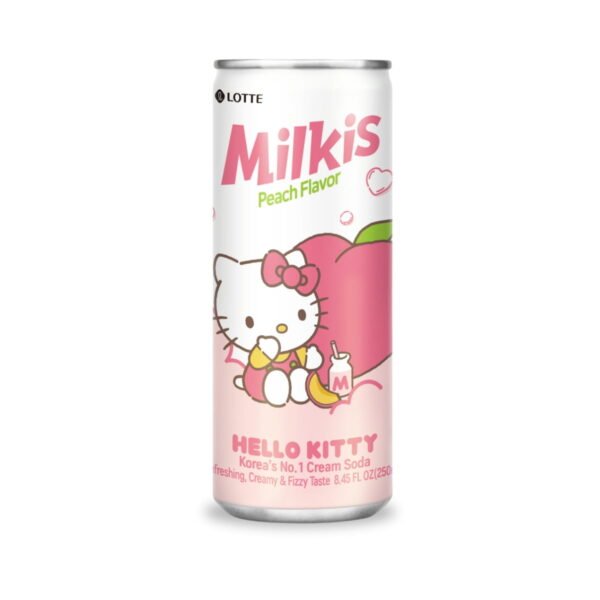 BEBIDA GASEIFICADA MILKIS SABOR PÊSSEGO 250ML HELLO KITTY - LOTTE COD:809939084422